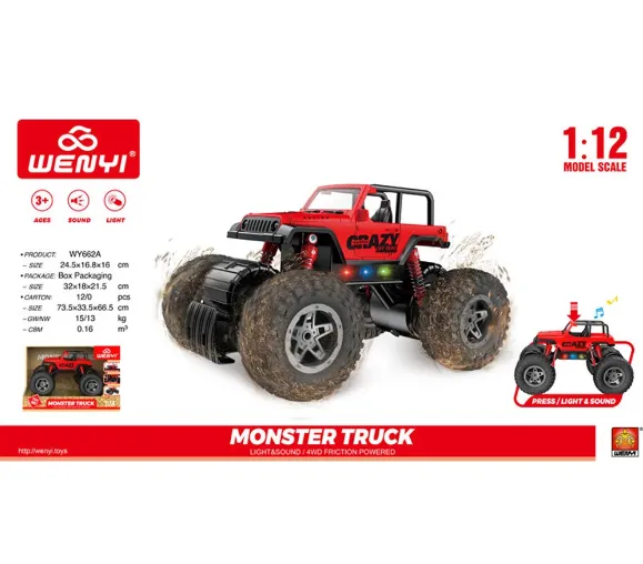Monster Truck cu inerție (lumină/sunet) WY662A