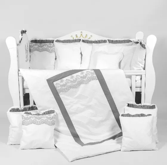 Lenjerie de patut 8 piese PM Royal Gri