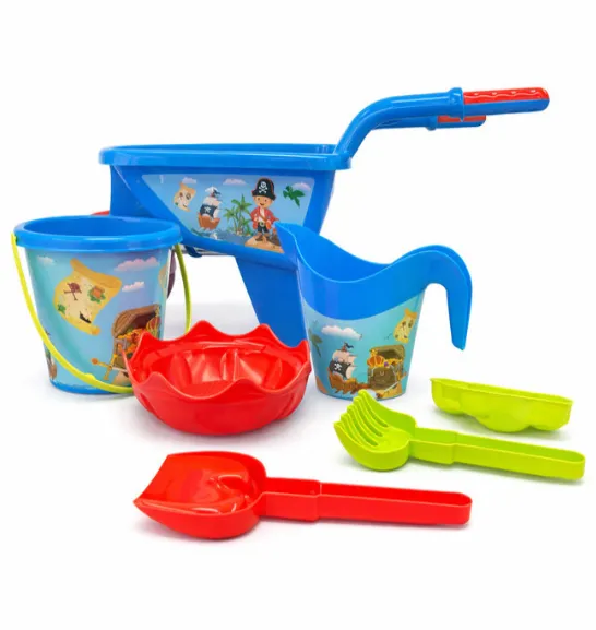 Set de plaja cu carucior si galetusa, albastru, 7 piese, cod 972097 Set de plaja cu carucior si galetusa, albastru, 7 piese, cod 972097