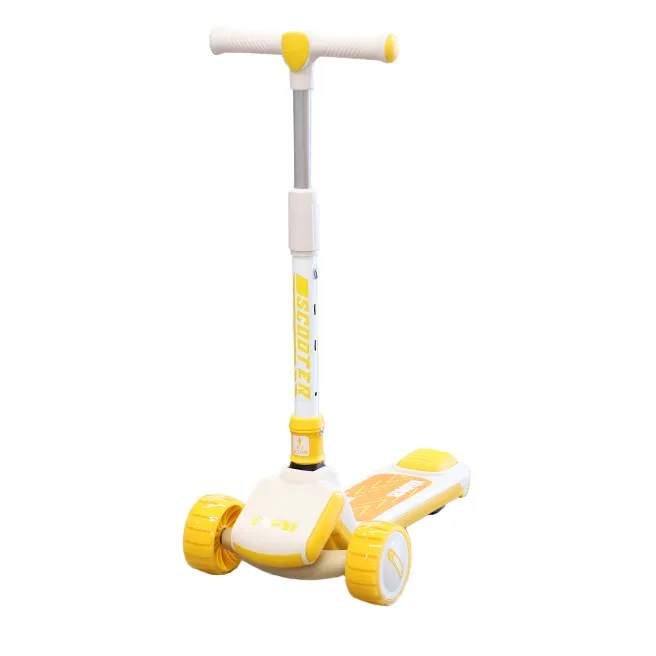 Trotinetă pentru copii F080, alb/galben
