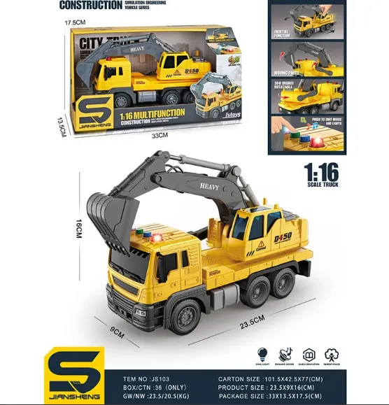 MASINA EXCAVATOR CU SUNET SI LUMINI (INSTRUCTIUNE IN ROMANA) 72083