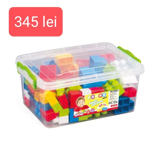 Blocuri mari colorate in lada, 85 piese (Dolu) art. 5090