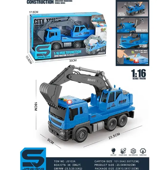 MASINA EXCAVATOR CU SUNET SI LUMINI (INSTRUCTIUNE IN ROMANA) 72084