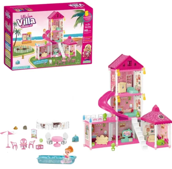 Căsuță pentru păpuși „Vila Mică” + accesorii, 148 elem.