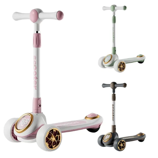 Trotinetă pentru copii cu trei roți, lumini LED și muzică, 3 culori