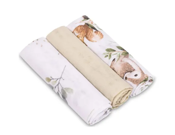 Pelinci din muselina Sensillo Beige Animals (60x80 cm), 3 buc.
