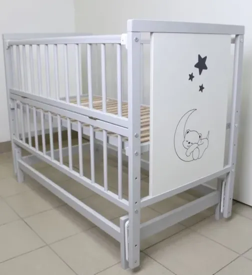 Pătuț Kuzya Urs Gri pe balansoar