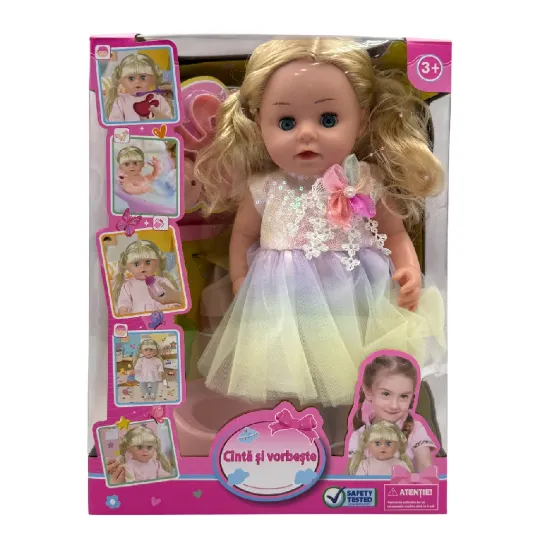 Papusa Amelia 35cm cu accesorii, vorbeste in limba romana