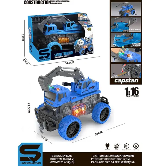 MASINA EXCAVATOR CU SUNET SI LUMINI (INSTRUCTIUNE IN ROMANA) 72085