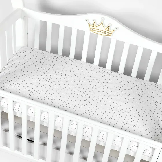 Cearșaf de pat pe elastic PernaMea Stele Gri, 120x60 cm