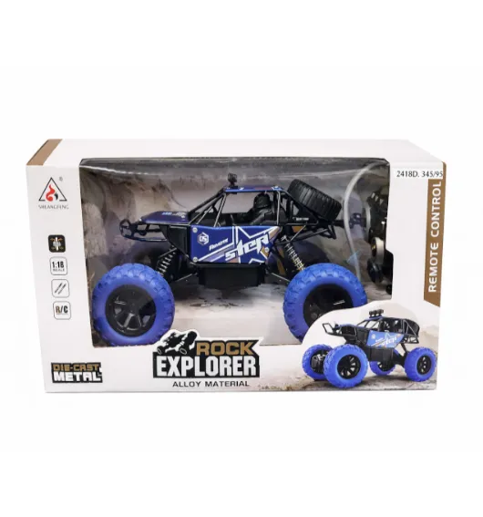 Mașină Rock Crawler 1:18 cu telecomanda, metalică, albastră, cod 2418D