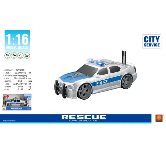 Mașină de poliție cu inertie (lumini /sunete) WY620B