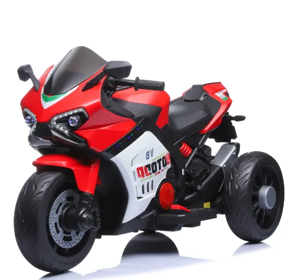 Motocicletă electrică pentru copii cu parbriz iluminat LED, roșie (45675)