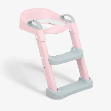 Colac pentru WC copii cu scară Kikkaboo Lea Pink, 12 luni +