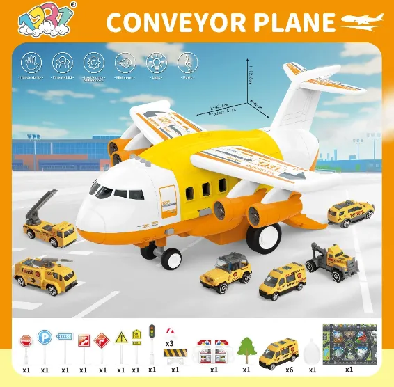 Avion cu sunete in set cu masinute