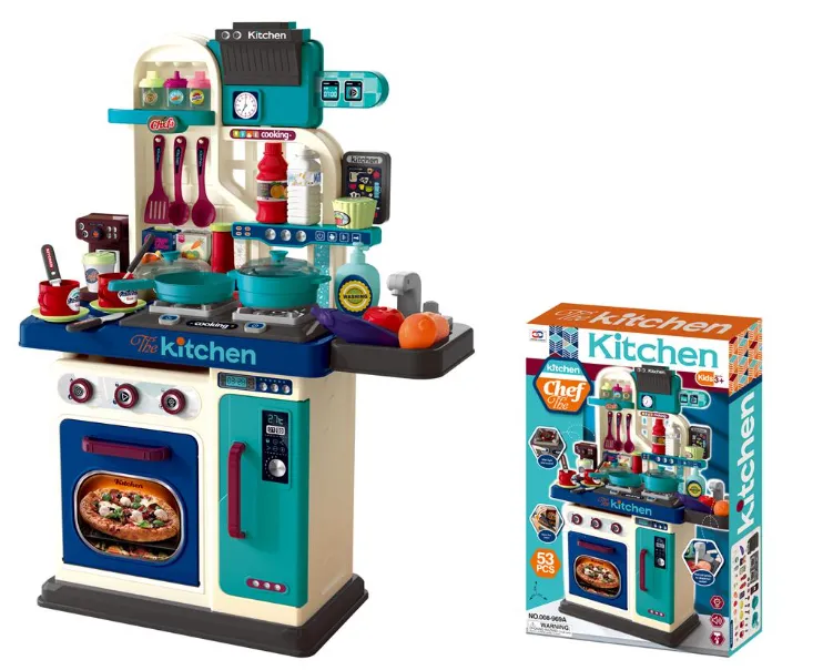 Bucătărie mini multifuncțională albastră cu veselă și accesorii, 008-969A