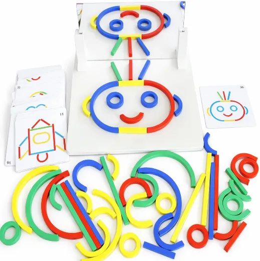 Betisoare si inele din lemn, jucarie educativa de tip puzzle, MMK-290-243