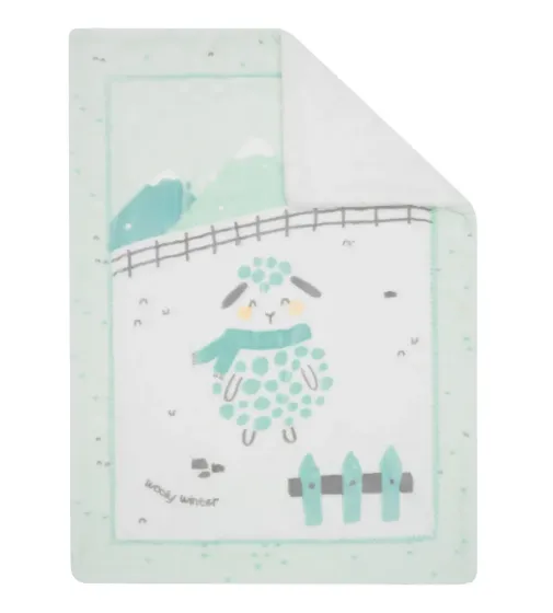 Păturică Kikkaboo Sherpa Sleepy Sheep Green, 80x110 cm