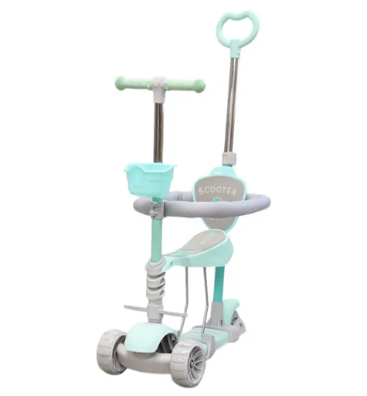 Trotinetă pentru copii 5 în1 (protecție,suport), menta, cod 147603