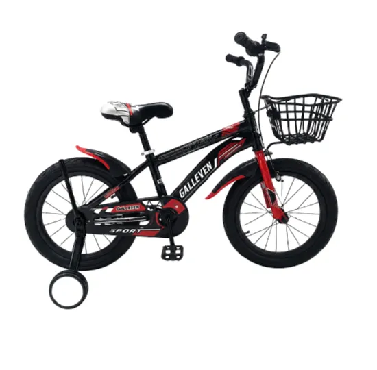 Bicicletă pentru copii 20′, cu roți ajutătoare (GALLEVEN-20 rosu-negru)