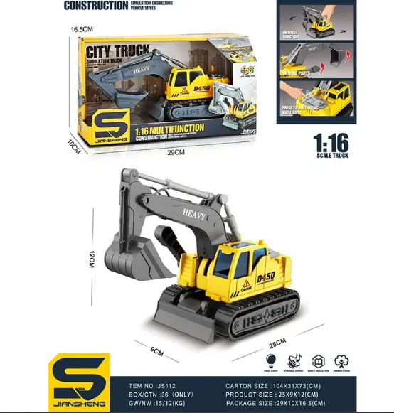 MASINA EXCAVATOR CU SUNET SI LUMINI (INSTRUCTIUNE IN ROMANA) 72100