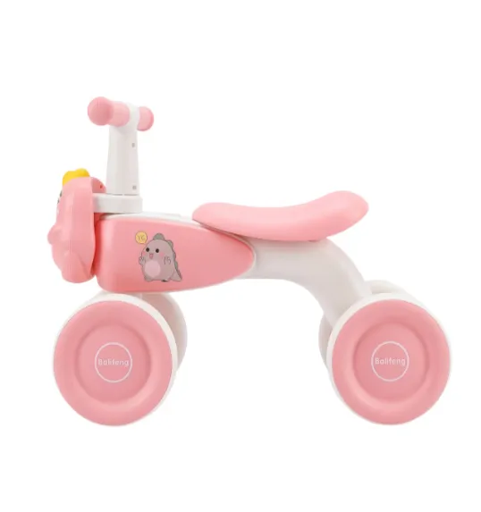 Bicicletă pentru copii fără pedale cu 4 roți, „Dinozaur” roz, cod 990160