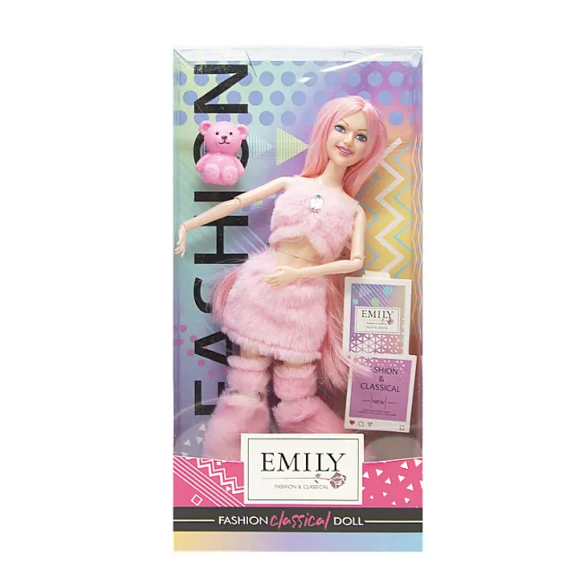 Papusa Emily 30 cm, cu urs, roza, cod 672033