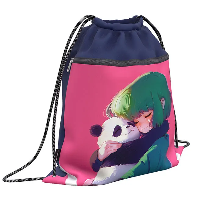 Geantă pentru încălțăminte ErichKrause cu buzunar cu fermoar, Panda Hugs