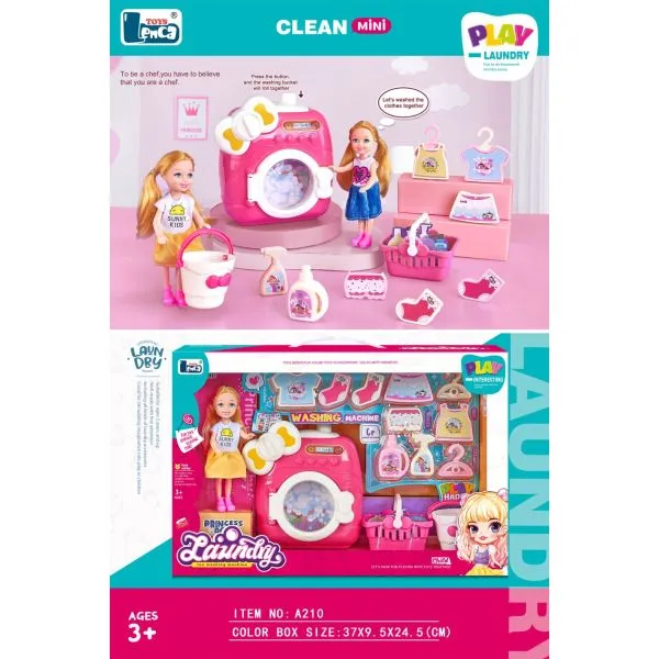 Set papusa cu masina de spalat cu muzica 008658 