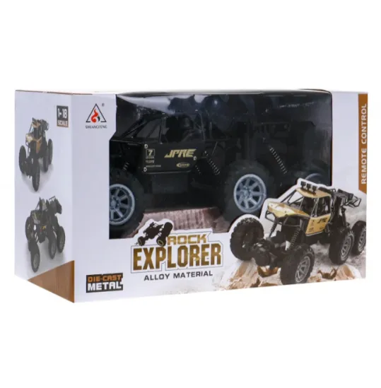 Mașină Rock Crawler 1:18, 6 roți, cu telecomanda, metal, neagră, cod 2400D