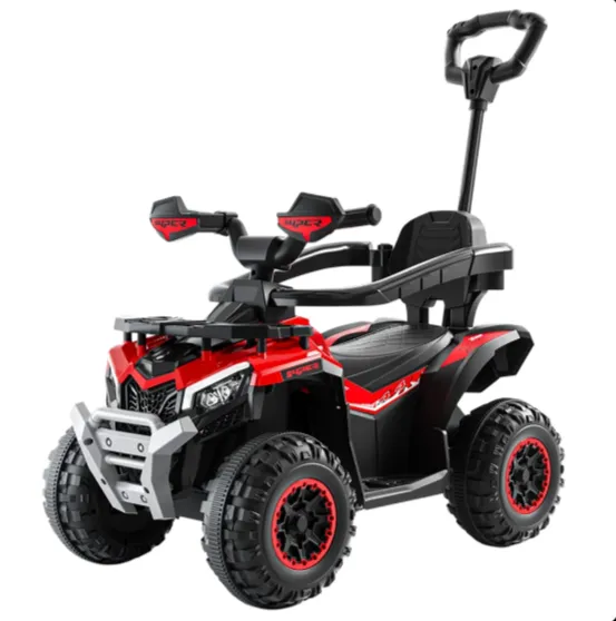Tolocar ATV pentru copii, cu mâner parental, muzică și lumini, design modern, roșu (829479)