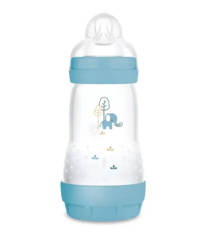 Biberon cu sistem anti-colic din plastic MAM Perfect Start Planet Love Boy, 260 ml