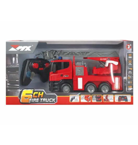 Mașină de pompieri pe telecomandă cu scară mobilă, lumină, sunet, cod 962053