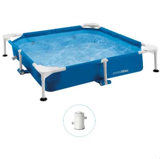 Piscină cu cadru metalic pentru animale de companie Pet Pool 152×152×30 cm, 537 L, filtru 1136 l/h, skimmer și prelată, Intex (48402)