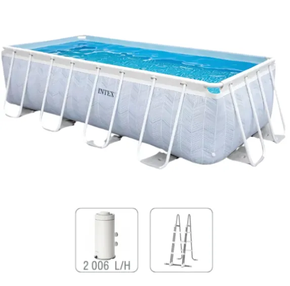 INTEX, CHEVRON PRISM FRAME RECTANGULAR POOL 400 x200 x 100 cm, 6836 L, cadru metalic, cu pompă de filtrare