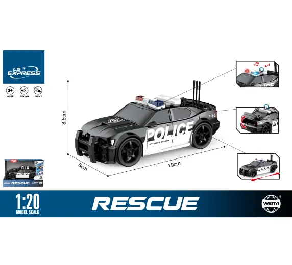 Mașină de poliție cu inertie (lumini /sunete) WY620A