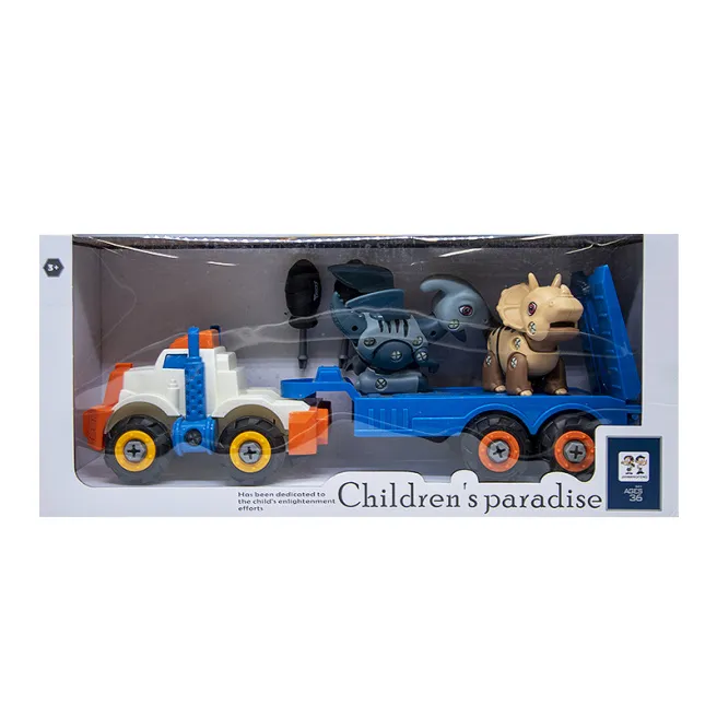 Set modele de asamblat „Transportator + 2 dinozauri”, cod 632073