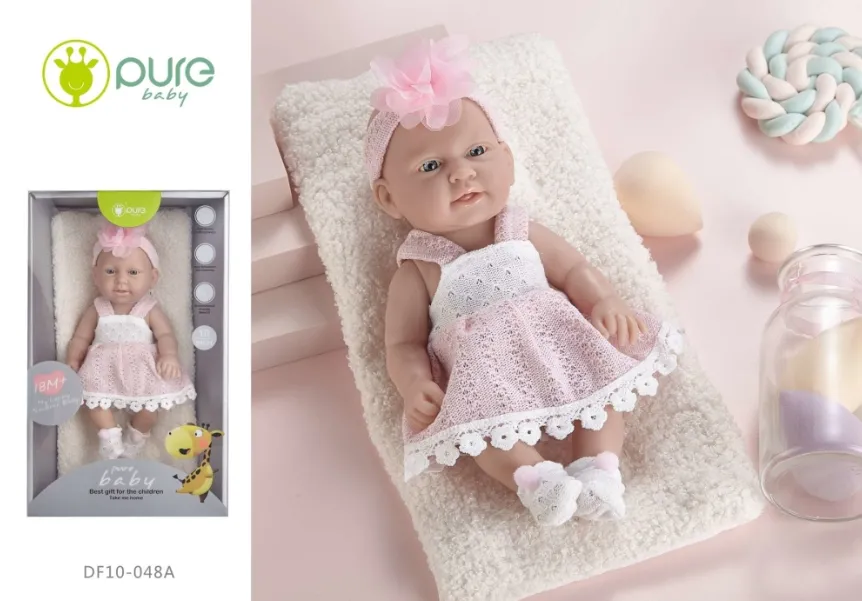 Păpușă din vinil „Pure Baby” 25cm în rochie DF10-048A