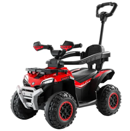 Tolocar ATV pentru copii cu mâner parental, muzică și lumini, design off-road, roșu (394087)