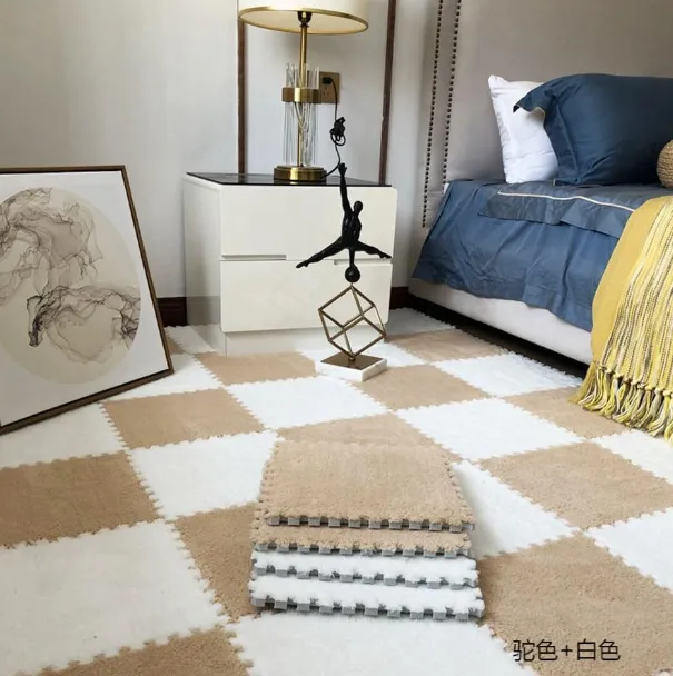 Puzzle de podea moale, 10 buc., alb/maro, KTPT015