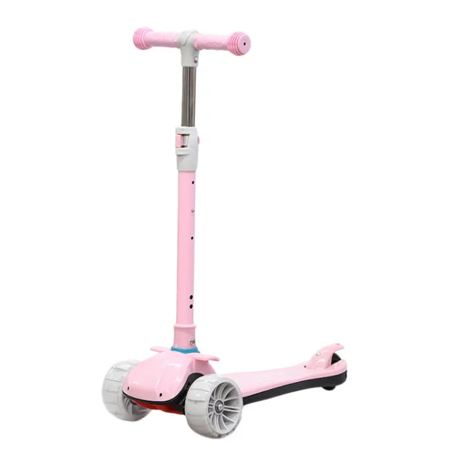 Trotinetă pentru copii cu roți luminoase roz