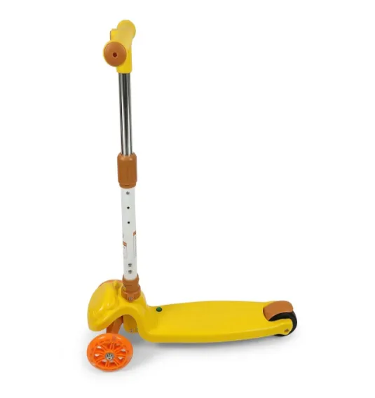 Trotinetă pentru copii cu 3 roți, pliabilă, cu roți luminoase, galbenă, cod 990128