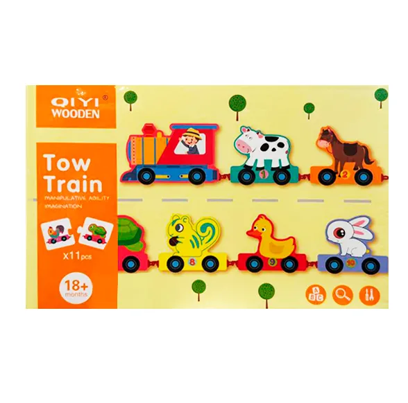 Trenulet de lemn cu animale salbatice S04A002