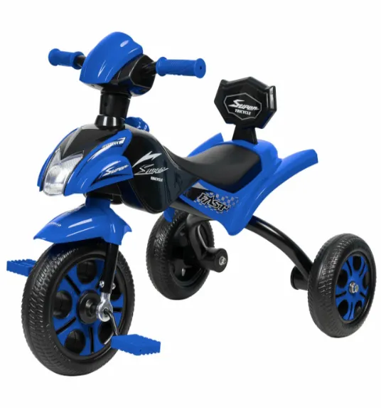 Bicicletă-triciclu pentru copii cu 3 roți, albastră, cod 2247D