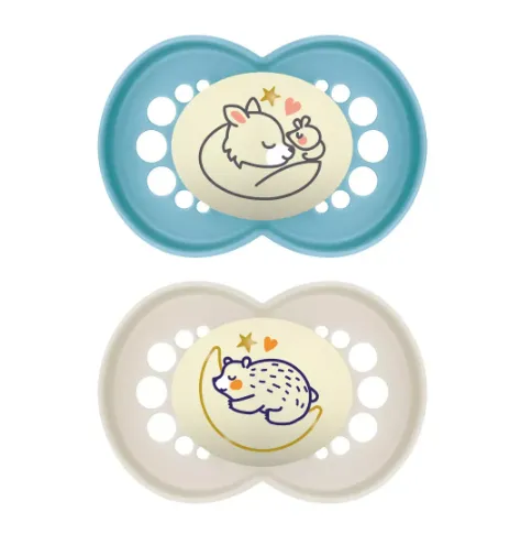 Suzeta ortodontica din silicon MAM Original Night Planet Love Boy (16+ luni), 2 buc.