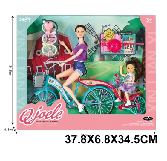 Păpușă pe bicicletă