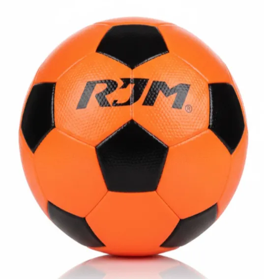 Minge de fotbal Size 5, cusută la mașină, negru-portocaliu, cod 2128D.