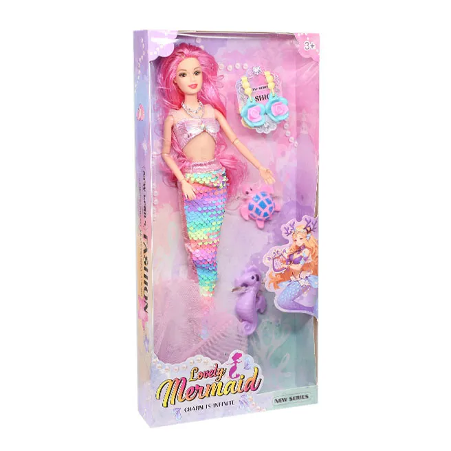 Păpușă Sirenă cu accesorii, 35 cm, roz, cod 879931