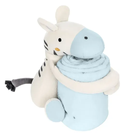 Păturică cu jucărie Kikkaboo Stripy Friends Blue, 70x100 cm