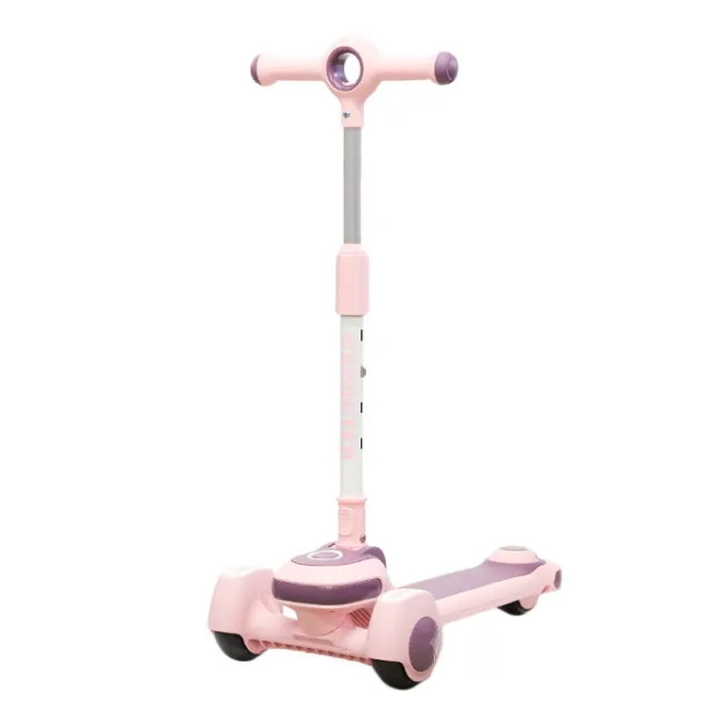 Trotinetă pentru copii pliabilă cu roți luminoase, roz
